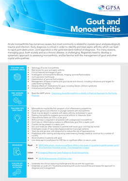 Gout and Monoarthritis