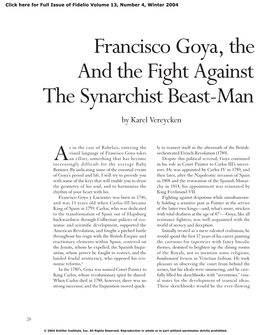 Francisco Goya, the American Revolution, and the Fight Against the Synarchist Beast-Man by Karel Vereycken