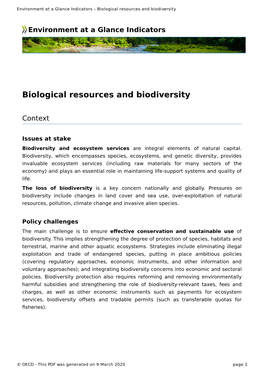 Biological Resources and Biodiversity