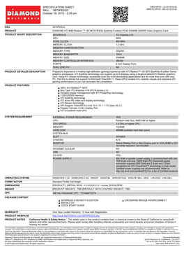 SPECIFICATION SHEET SKU : 5870PE52G October 18, 2012