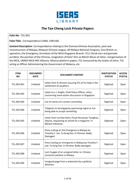 The Tan Cheng Lock Private Papers