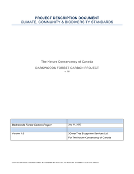 Project Description Document Climate, Community & Biodiversity Standards