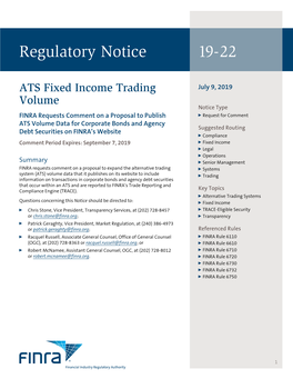 Regulatory Notice 19-22