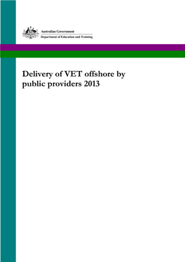 Delivery of VET Offshore by Public Providers 2013