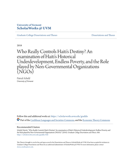 An Examination of Haiti's Historical Underdevelopment, Endless Poverty, and The