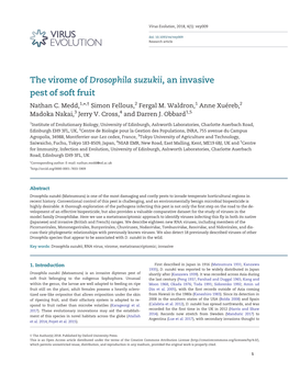 The Virome of Drosophila Suzukii, an Invasive Pest of Soft Fruit Nathan C