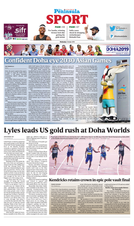 Lyles Leads US Gold Rush at Doha Worlds