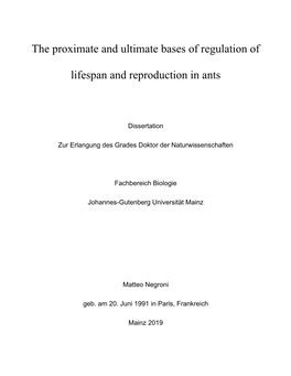 The Proximate and Ultimate Bases of Regulation of Lifespan And