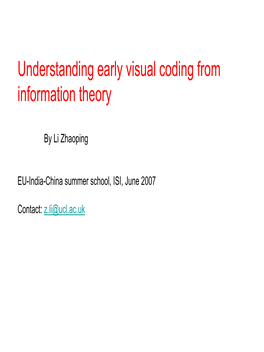Understanding Early Visual Coding from Information Theory