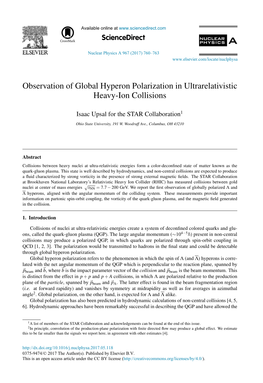 Observation of Global Hyperon Polarization in Ultrarelativistic Heavy-Ion Collisions