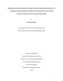 I Identification and Characterization of Martian Acid-Sulfate Hydrothermal