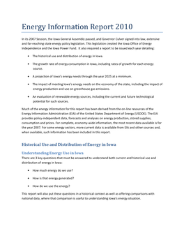Energy Information Report 2010