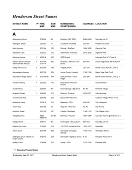 Henderson Street Names A