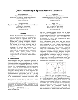 Query Processing in Spatial Network Databases