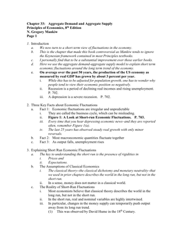 Chapter 33: Aggregate Demand and Aggregate Supply Principles of Economics, 8Th Edition N