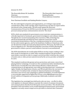 Multi-Organization Letter to House Judiciary Supporting the Email