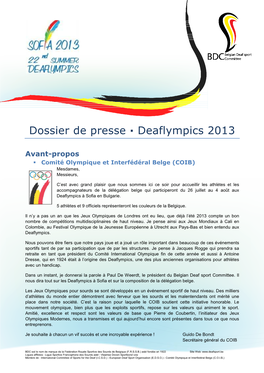 Dossier De Presse Deaflympics 2013X