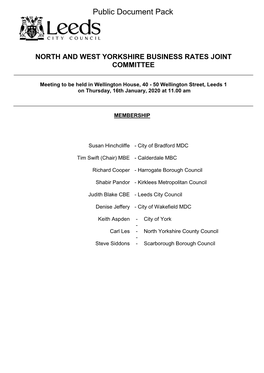 North and West Yorkshire Business Rates Joint Committee