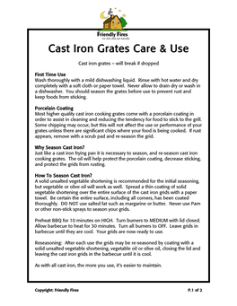 Cast Iron Grates Care &