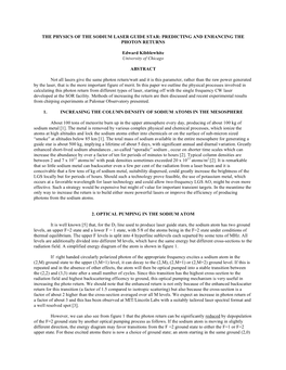 The Physics of the Sodium Laser Guide Star: Predicting and Enhancing the Photon Returns