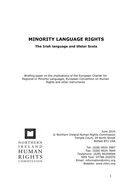 Minority Language Rights: the Irish Language and Ulster Scots