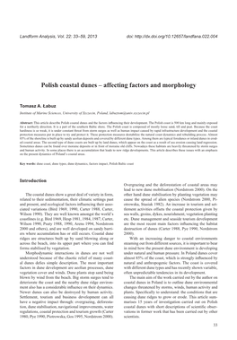 Polish Coastal Dunes – Affecting Factors and Morphology