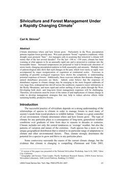 Silviculture and Forest Management Under a Rapidly Changing Climatetp