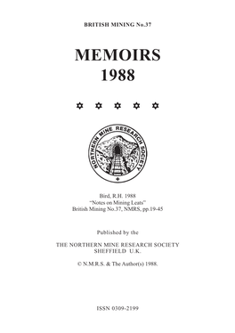 Notes on Mining Leats” British Mining No.37, NMRS, Pp.19-45