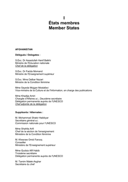 I États Membres Member States