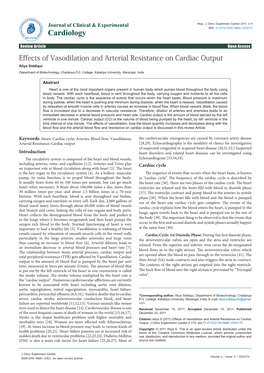 Effects of Vasodilation and Arterial Resistance on Cardiac Output Aliya Siddiqui Department of Biotechnology, Chaitanya P.G