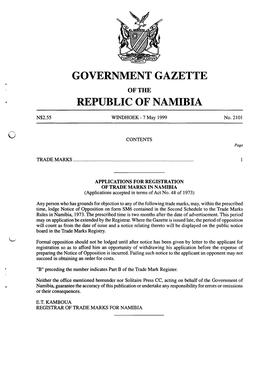 Government Gazette Republic of Namibia