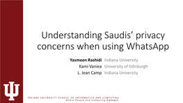 Understanding Saudis' Privacy Concerns When