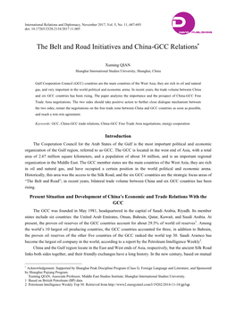 The Belt and Road Initiatives and China-GCC Relations