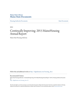 2015 Mainehousing Annual Report Maine State Housing Authority