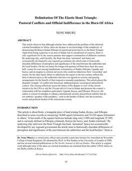 Delimitation of the Elastic Ilemi Triangle: Pastoral Conflicts and Official Indifference in the Horn of Africa