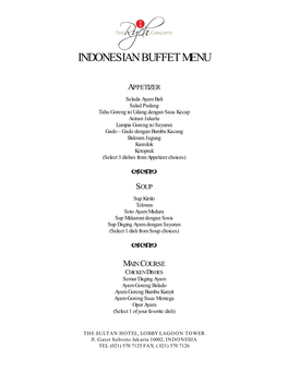 Indonesian Buffet Menu