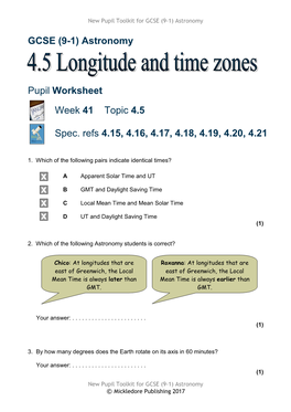 GCSE (9-1) Astronomy Distance Learning