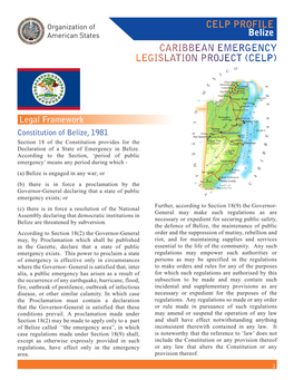 Belize CARIBBEAN EMERGENCY LEGISLATION PROJECT (CELP)