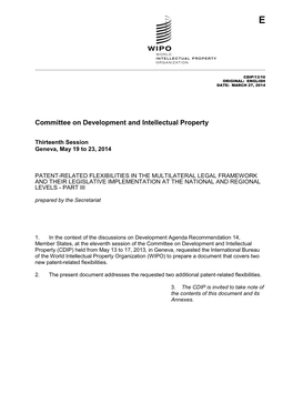 Committee on Development and Intellectual Property