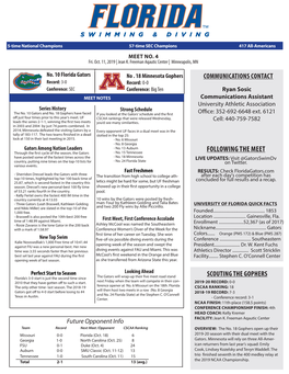 FOLLOWING the MEET Through the Fi Rst Cycle of the Season, the Gators - No