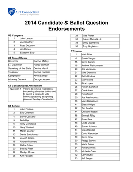 2014 Candidate & Ballot Question Endorsements