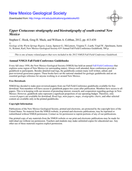 Upper Cretaceous Stratigraphy and Biostratigraphy of South-Central New Mexico Stephen C