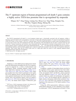 The 5V-Upstream Region of Human Programmed Cell Death 5 Gene Contains a Highly Active TATA-Less Promoter That Is Up-Regulated by Etoposide