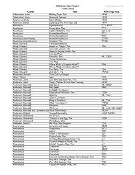 UW-Green Bay Theatre Script Library