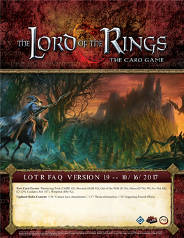 Lotr Faq Version 1.9 -- 10/16/2017