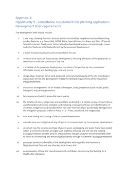 Consultation Requirements for Planning Applications Development Brief Requirements