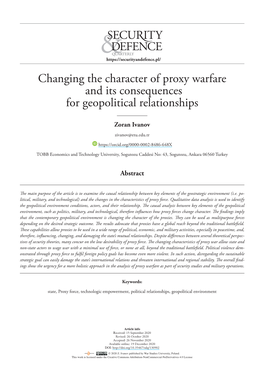 Changing the Character of Proxy Warfare and Its Consequences for Geopolitical Relationships