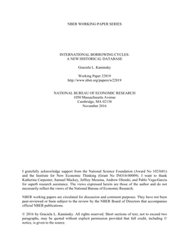 Nber Working Paper Series International Borrowing