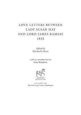 Love Letters Between Lady Susan Hay and Lord James Ramsay 1835