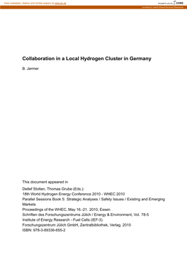 Collaboration in a Local Hydrogen Cluster in Germany